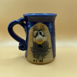 Vintage Peter Petrie Bearded Man Clay Stoneware Pottery Mug 1974